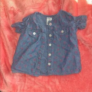 Carter's Denim Blue Shirt with Pink Dots